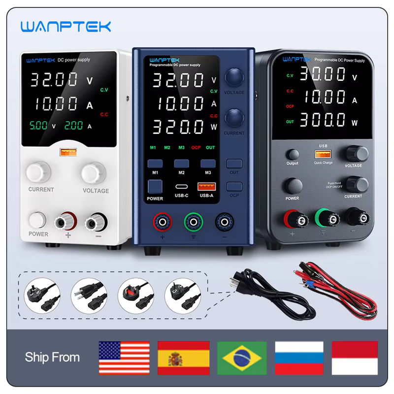 Wanptek dc fonte de alimentação de laboratório 30v 60v 120v regulador de tensão ajustável corrente de tensão predefinida tensão de entrada dupla 220v/110v