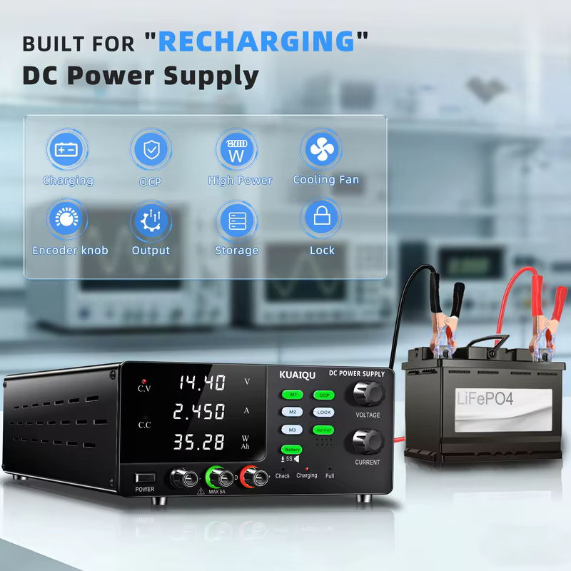 fonte de bancada 60v 20a já no brasil, fonte 1200w, fonte de alimentação de bancada de alta precisão de 1200W para carregamento de bateria, OCP, armazenamento de memória, Do Brasil, Sem impostos
